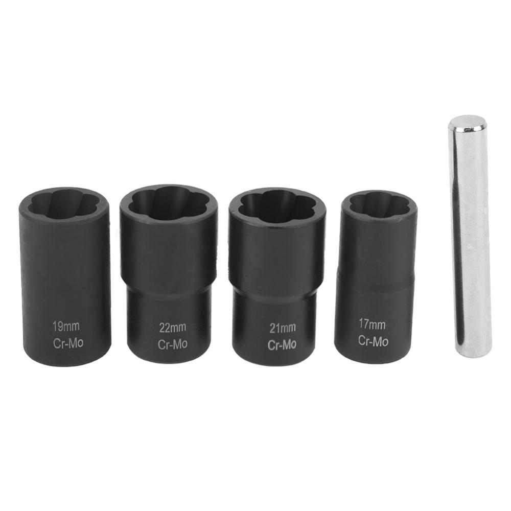 5pcs 6-Point Sockets Nut Extractor Socket Set Stripped Lug Nut Remover For Vehicle Repair