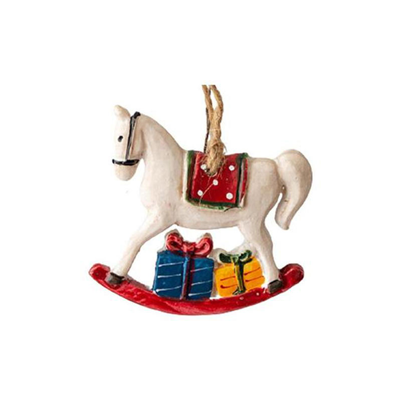 Creative Christmas Resin Horse Hanging Pendant Rustic Christmas Tree Decoration Ornaments Home Decor