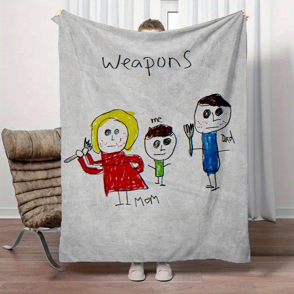 1Pc Weapons Family Print Flannel Blanket, High quality Digital Printing, Comfortable for All Seasons, Home DecorGifts821004