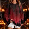 Women's Casual Round Neck Sweatshirt with Halloween Print, Long Sleeve Pullover for Festivals