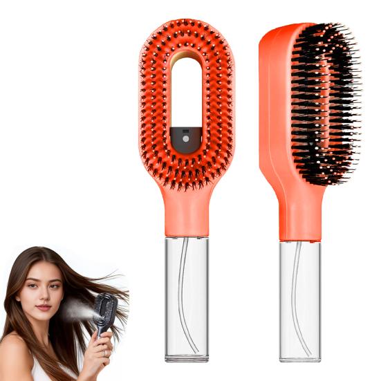 Brosse à Cheveux Vaporisatrice 2-en-1 avec Pulvérisateur d'Eau Intégré pour Cheveux Bouclés Ondulés Lisses Démêlage Cheveux Humides Secs Pratique pour le Voyage Peigne Anti-Frisottis