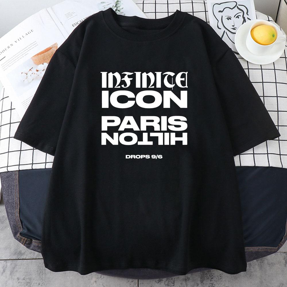 Paris-Hilton Infinite Icon T-shirt Cotton Short Sleeve Summer Tshirts Casual Women/Men High Quality Tee-shirt Graphic Print Tees