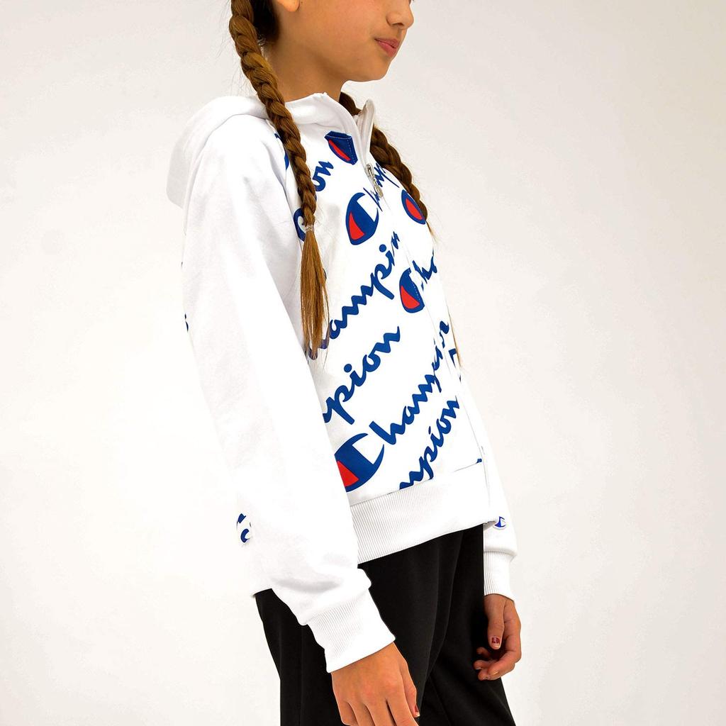 Champion Hoodie Shirt Size 140 to Japanese size Full-Zip CJ4393, Girls', White, (equivalent 140)