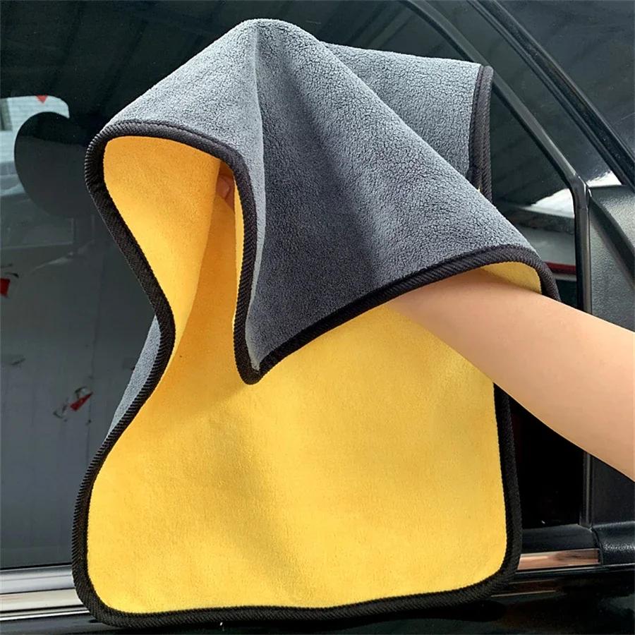 1/2/6/10pcs Microfiber Cleaning Towel Thicken Soft Drying Cloth Car Body Washing Towels Double Layer Clean Rags Car Accessories