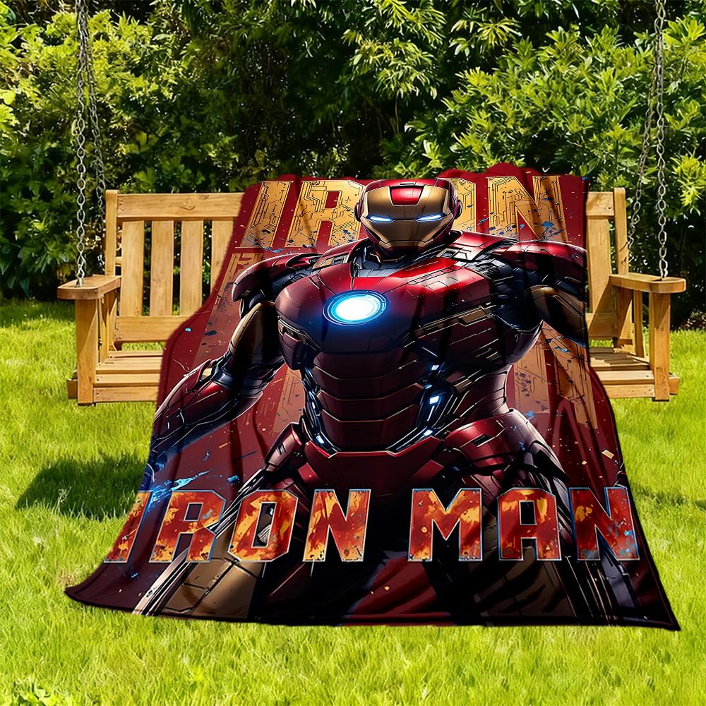 

1pc Iron Man All-Season Comfort, Outdoor Flannel Blanket - Soft, Warm & Cozy for Naps, Camping & Travel 073 130x150cm