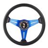 14in 350mm Universal Aluminum PU Leather Car Sport Racing Drift Steering Wheel Blue