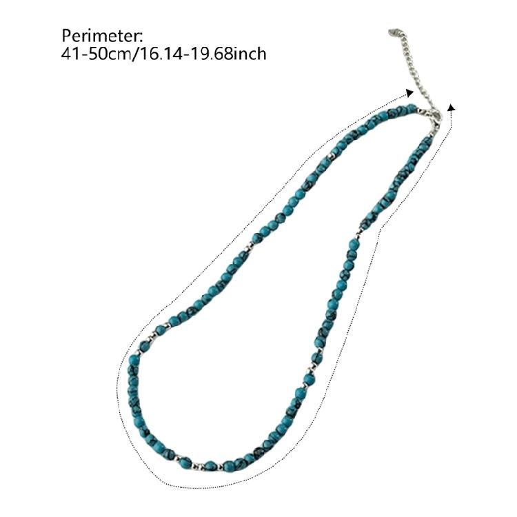 Versatile Gemstones Necklace Turquoise/Onyx Beaded Choker Adjustable Length Clavicle Chain Fashionable Party Jewelry