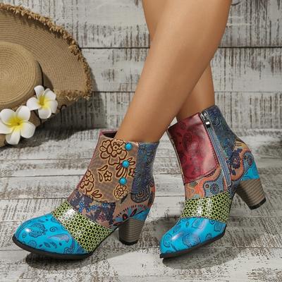 New Winter Splicing Martin Boots Fashion Thick Heel Women's Short Boots