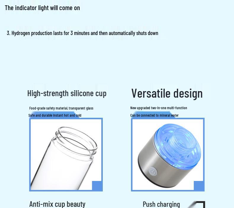 Taza de Agua Rica en Hidrógeno por Electrólisis SPE de Quinta Generación - Taza de Agua Rica en Hidrógeno Inteligente de Alta Concentración