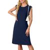 European and American women's clothing summer round neck casual loose split sleeveless medium and long dress