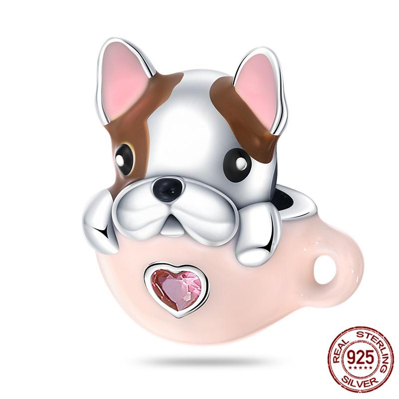 Fit Charms Fororiginal Bracelets Animal Series Flower Rabbit Holding Heart 100%Copper Jewelry Making For Women Gift