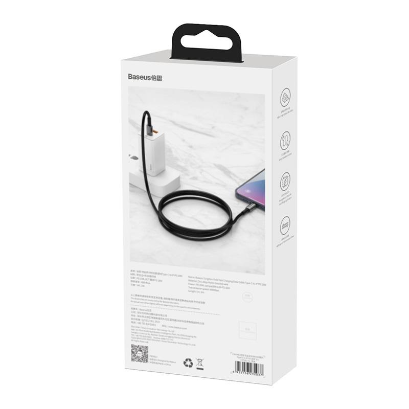 Kabel USB-C auf Lightning Baseus Tungsten Gold, 20W, 5A, PD, 1M (Schwarz)