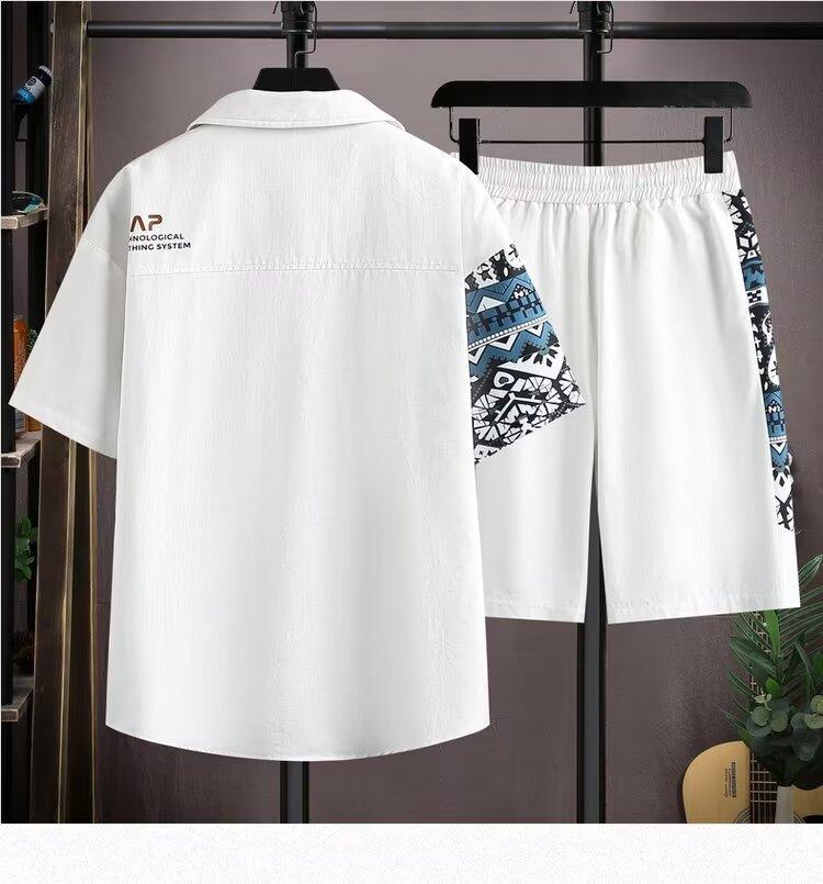 Summer Casual Short Sleeved T-shirt Men's Versatile Comfortable Sports Shorts Men's Trendy Men's Printed Half Sleeved Set