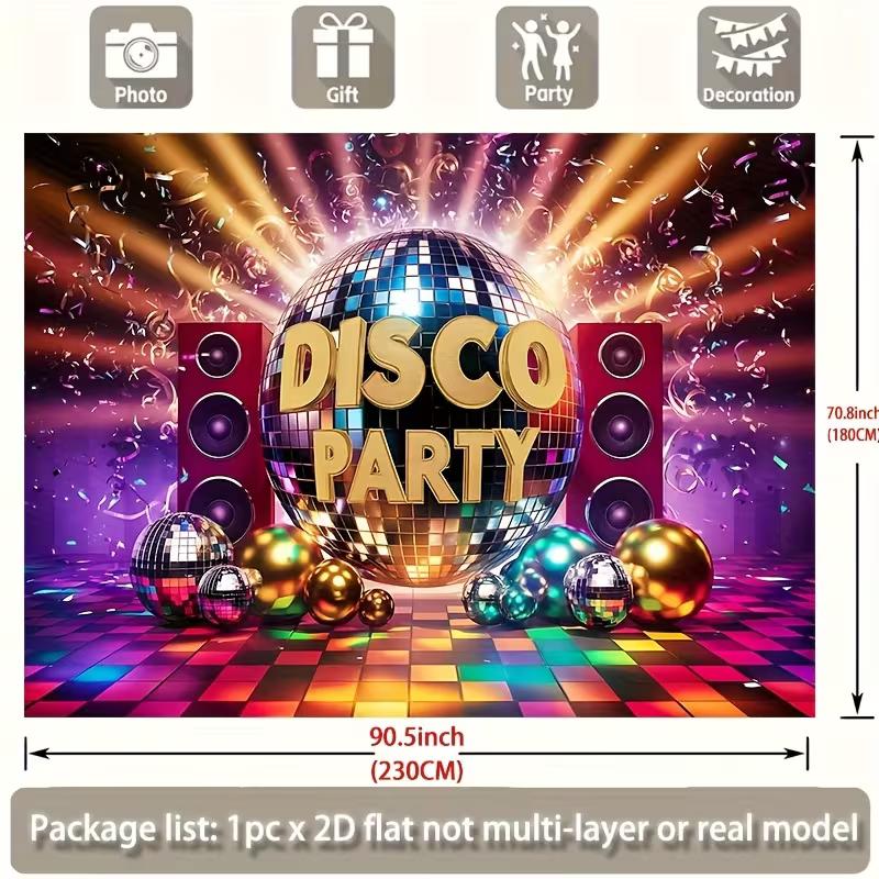 Sfondo per Festa Disco, Striscione Sfondo Palla da Discoteca Retrò Anni '70 per Compleanni e Feste a Tema
