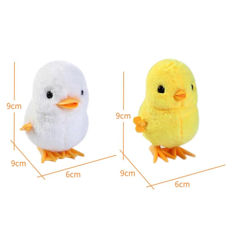 1pcs Animals Toy Children Boy Girl Cute Wind Up Jumping Chick Plush Stuffed Animals Chick Clockwork Walking Playthings Kids Fun Play Gifts