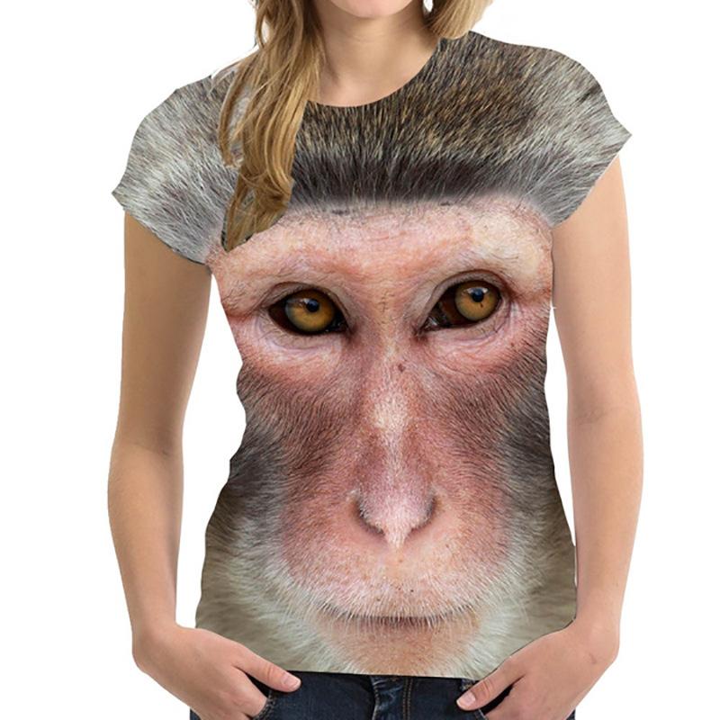 Harajuku 3D Printed Casual Short Sleeved Women's Monkey Millennium Bug Fun Gorilla T-shirt