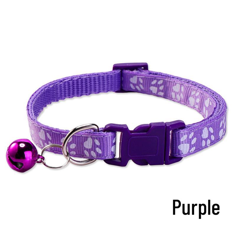 Adjustable Safety Pet Collar with Bell and Dog Paw Pattern for Cats & Dogs