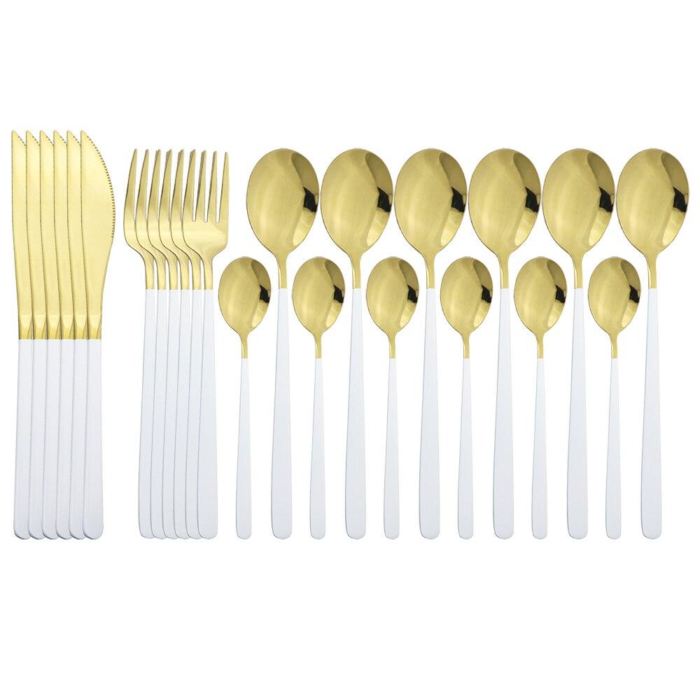 Pink Gold Cutlery Set 18/10 Stainless Steel Dinnerware Set 24Pcs/Set Knives Fork Spoon Dinner Flatware Set Kitchen Tableware Set