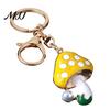 Faux Pearl Combination Keychain Zinc Alloy Pendant, Dripping Process Key Ring with Imitation Cartoon Charm Mushroom Shape, Multiple Colors Bag