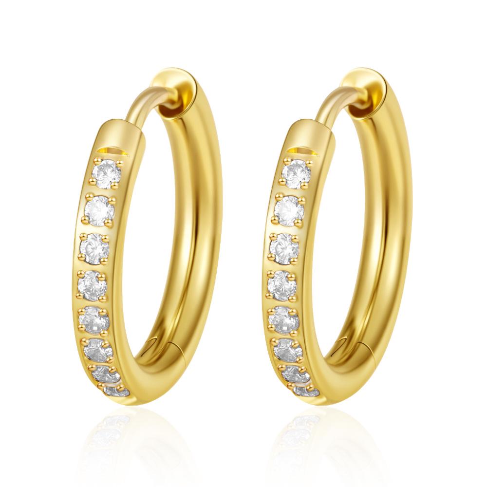 High-End 316 Stainless Steel Rhinestone Hoop Earrings for Women