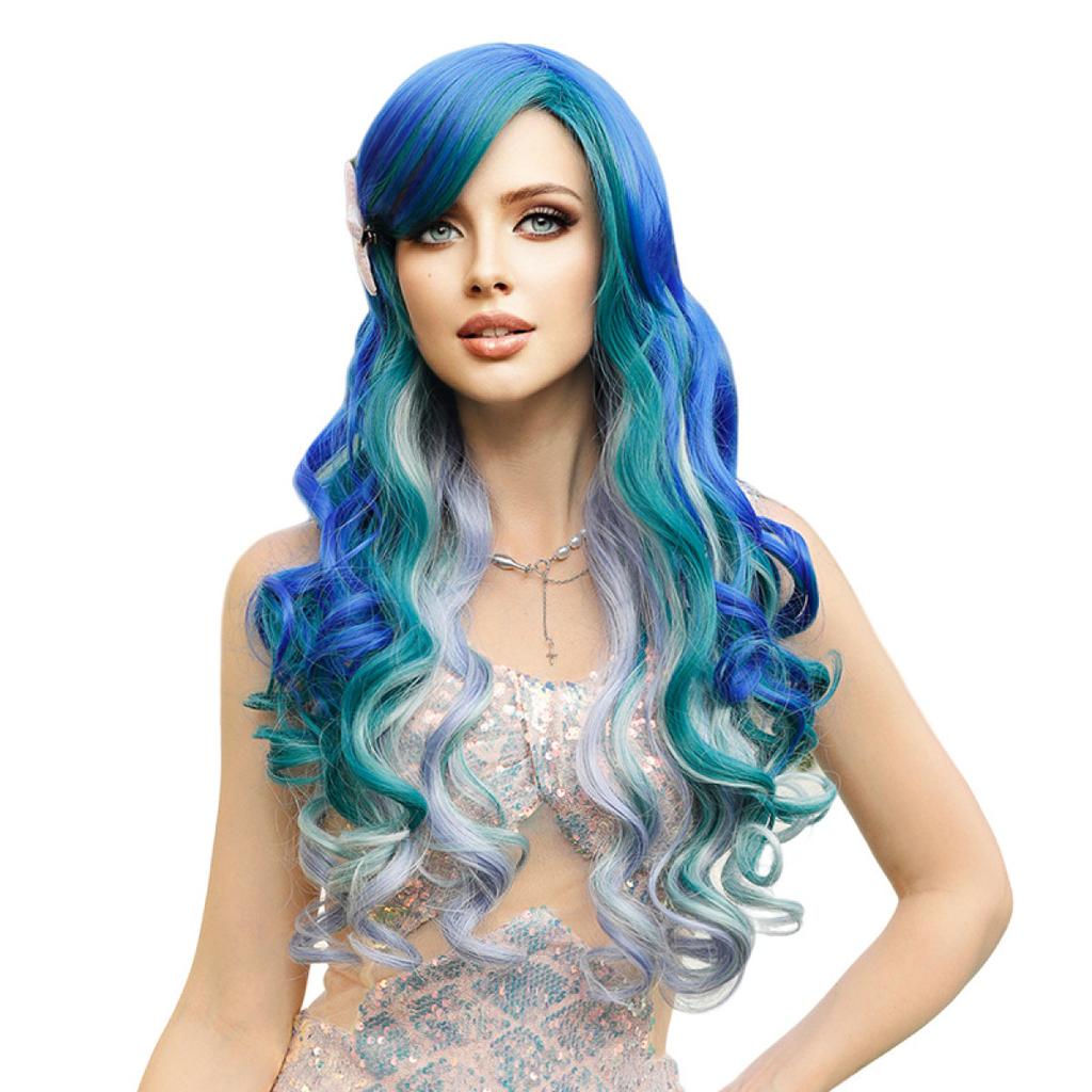 Frauen Halloween Ostern Meerjungfrau Simulation Perücke Lange Lockige Perücke Cospaly Volle Kopfbedeckung Schönheit Dekoration Perücke
