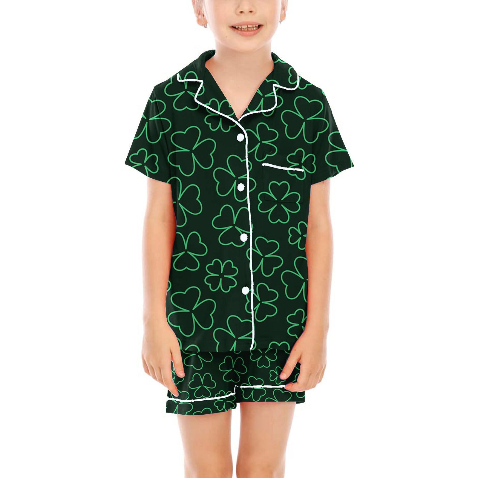 

Детские пижамы, модная рубашка из двух предметов, комплект с шортами, мягкий праздничный комплект повседневной одежды 110 армия зеленый