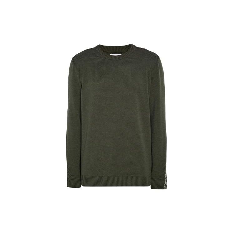 

Stone Island Logo Embroidered Loose Fit Crew Neck Long Sleeve Sweater Men sweater Green 7715545A8-V0058 L