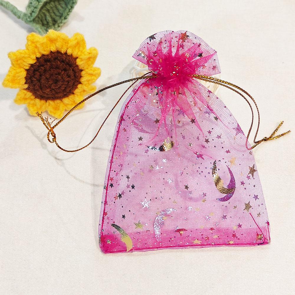 25/50/100pz Sacchetto Regalo Organza Luna Stella Multicolore Sacchetti per Gioielli Regali per Festa di Matrimonio Sacchetto per Caramelle Imballaggio Gioielli All'ingrosso