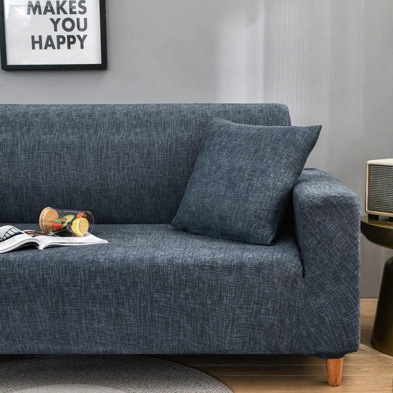 Stretch Stripes Sofa Slipcover Elastic Sofa Cover for Living Room Non Slip Furniture Protector for Pets Soft with Elastic Bottom