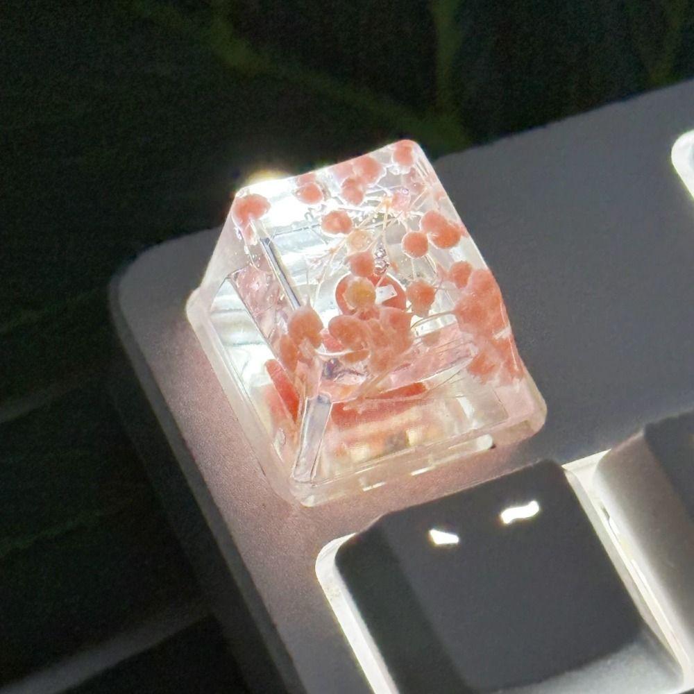Translucent Mechanical Keyboard Keycap OEM R4 Resin Keycap Dried Flower Keycaps  Cherry MX