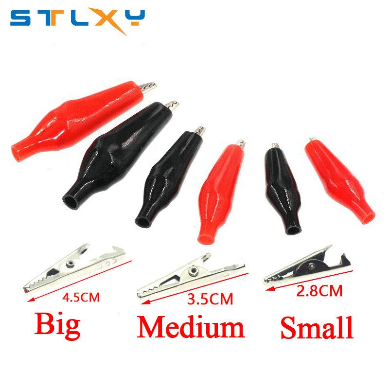10pcs Metal Alligator Clip Crocodile Electrical Clamp Testing Probe Meter Black Red with Plastic Boot Car Auto Battery