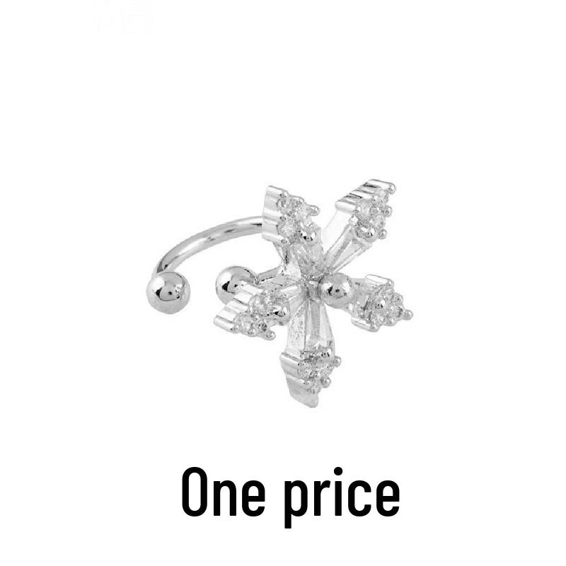 Zircon Geometric Irregular Double-Layer Ear Cuff: Unisex Trendy Twisted Stud Earrings for Women, No Piercing Required.