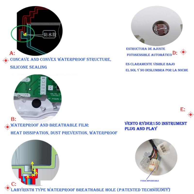 Waterproof Motorcycle Dashboard Odometer Speed Cluster Tachometer with Large LCD Digital Screen for ltalika 150sz 170z