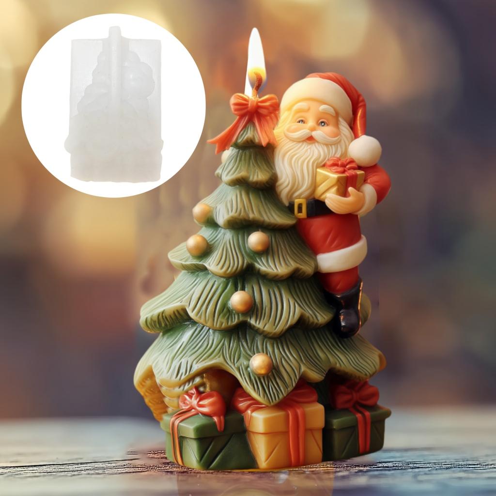 Santa Claus Candles Lying on the Christmas Tree Silicone Mold Christmas Gift Box Christmas Tree Climbing Santa Claus Resin Molds