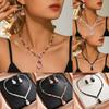 Two Piece Retro Light Luxury Zircon Water Drop Ear Hook Necklace European and American Jewelry Set for Women