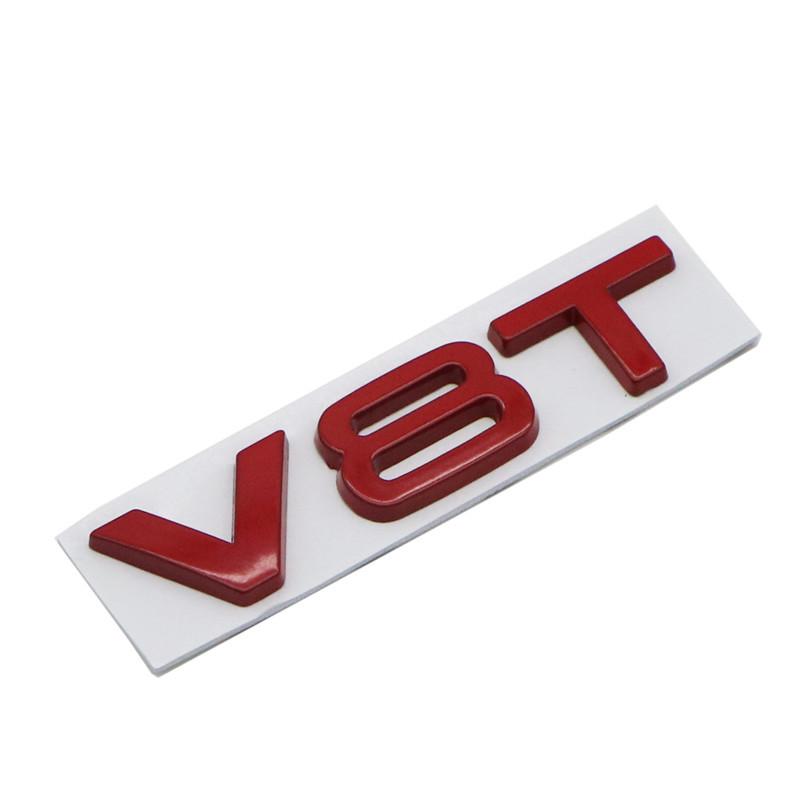 1Pc 3D Metal Car Styling V6T V8T V6 V8 T Fender Side Body Emblem Tail Trunk Fender Badge Sticker For A4 A3 A5 A6 A1 Q3 Q5 Q7