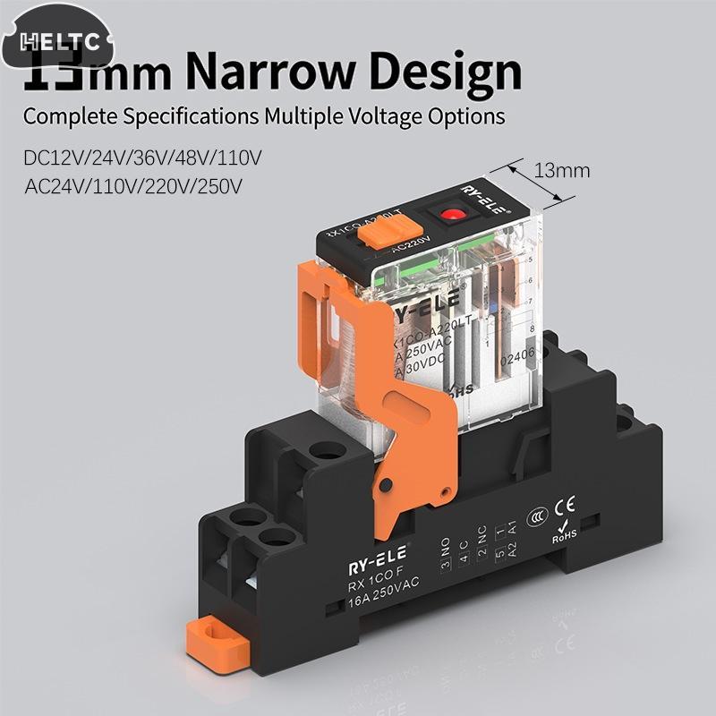 Ultra İnce Yüksek Güçlü Elektromanyetik Güç Rölesi 12A 24VDC/220VAC Bobin, PLC Kontrol Sistemi için DIN Ray Montajlı Endüstriyel Röle