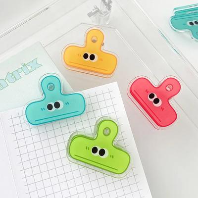1PC mignon drôle dessin animé expression yeux couleur acrylique pince Kawaii étudiants matériel d'étude trier classeur pince accessoires de bureau