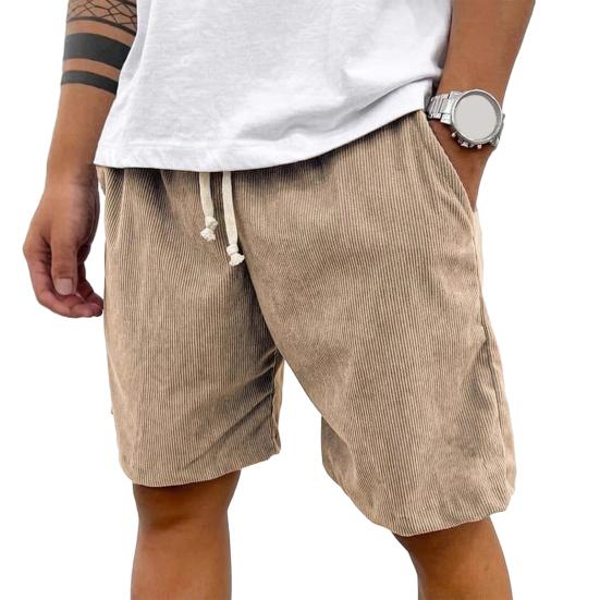

Men Shorts Elastic Waist Adjustable Drawstring Wide Leg Summer Corduroy Shorts with Pockets Loose Fit Casual Shorts Travel Wear XL хаки