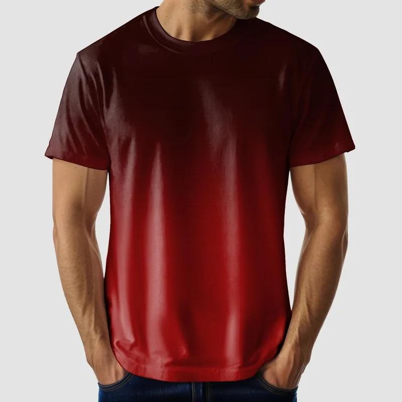 Summer Round Neck 3D Gradient Colorful Print Top Fashionable Casual Short Sleeved Men's T-shirts