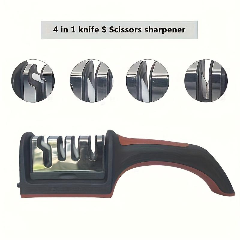 1PC Multi-functional Four-stage Professional Tool Sharpener, Made of Tungsten Steel, ABS and Ceramic Whetstone, Is a Must-have for Households.
