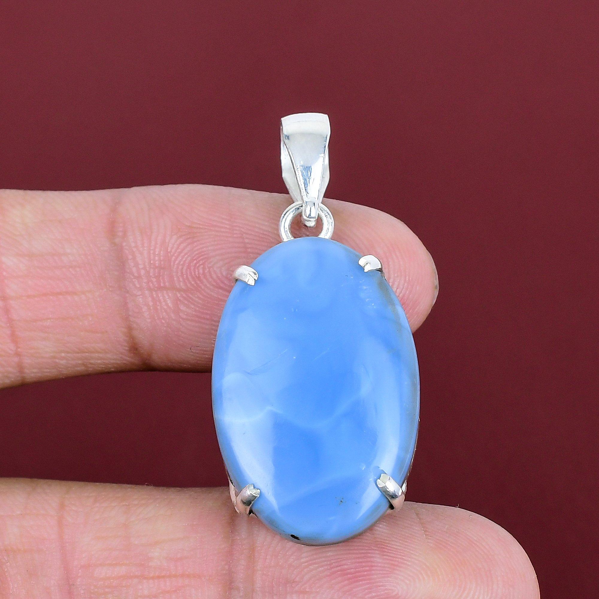 Owyhee blue opal pendant 925 sterling silver pendant gemstone jewelry unique pendant healing stone pendant engagement gifts handmade jewelry