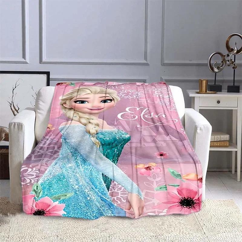 Disney Frozen Elsa Princess Blanket for Sofa King Size Cute Soft Flannel Throw Fluffy Bed Blanket New Born Winter Blanket Gift
