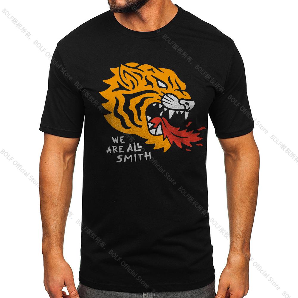 Men's We Are All Smith Tiger Vintage T-shirt Sport 100% Cotton Print Oversized Tees for Men Women Sportswear Tops