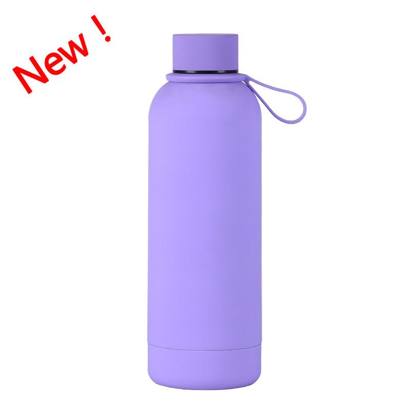 500 ml Edelstahl-Thermoskanne mit kleiner Öffnung, tragbare Outdoor-Sport-Wasserflasche mit Silikongriff, Kaffeetasse