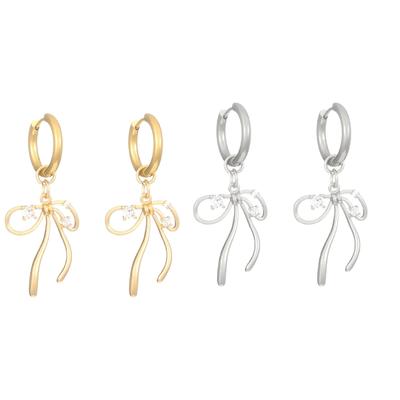 Elegant  Bow Earrings Bows Rhinestones Hoop Earrings Long Earrings Drop Dangle Earwear Women Jewelry Gift Christmas