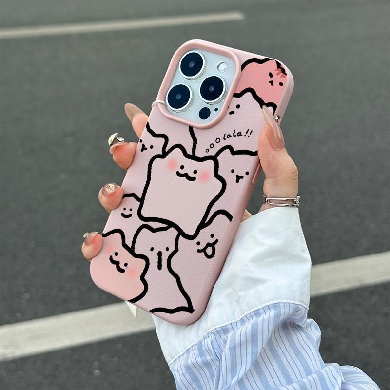 Line Cat for Apple 16promax Mobile Phone Case 15 New Style for IPhone14plus Cartoon 13mini Soft
