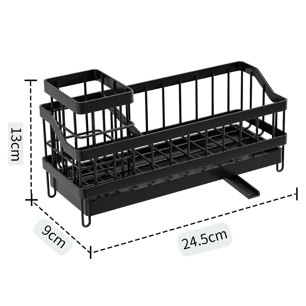 

No Punching Dishwashing Sponge Rack Wall Mount Cleaner Tool Storage New Towel Brush Hold Kitchen Black-B