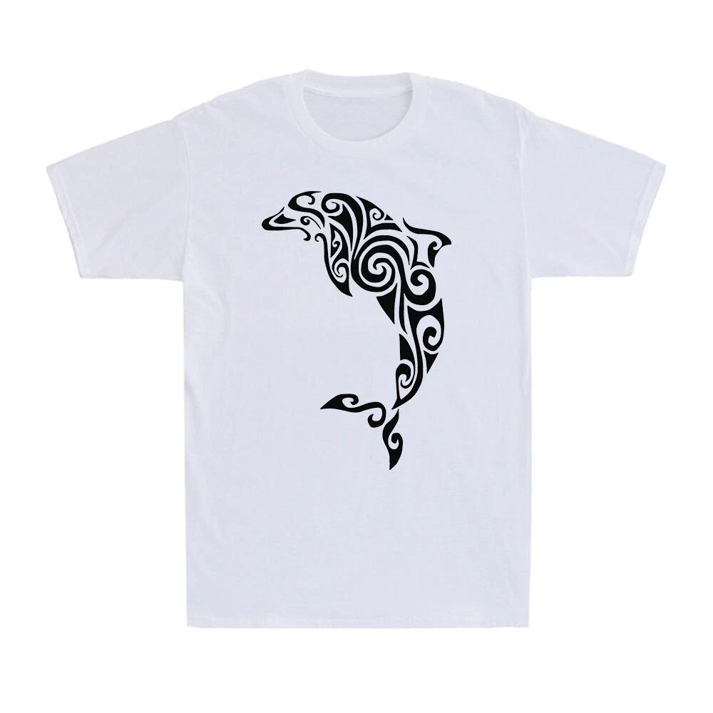 Men s and Women s T-shirts Tribal Dolphin Tattoo Large Print Novelty Vintage Funny XXL
