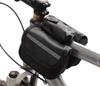 Two-compartment bicycle frame bag with reflector